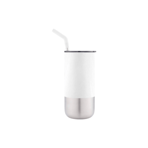 Insulated Tumbler with Reusable Straw - White, Black
